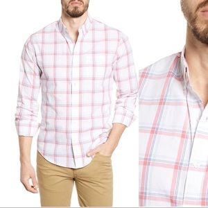 Bonobos Summer Weight Slim Fit Regular Alonso Plaid Papaya Button Down Shirt L